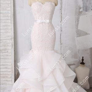 Baby pink wedding, formal mermaid cut dress size 8